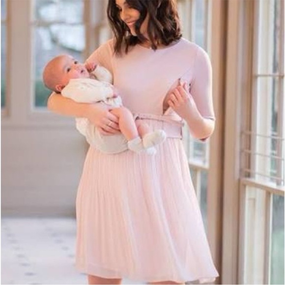 LUXE Seraphine Blush Pink Formal Maternity Nursing Dress US 8 - Picture 2 of 7
